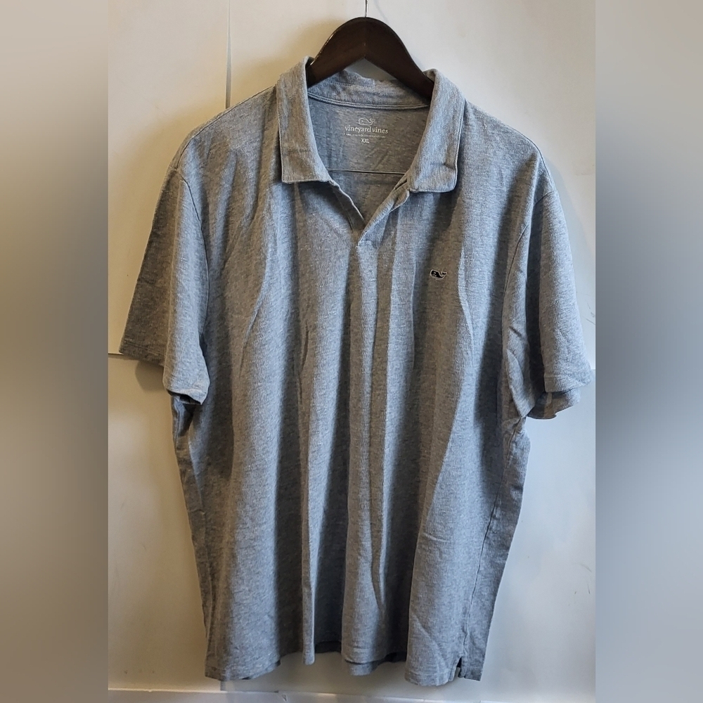 Vineyard Vines Golf Performance,Linen Blend, Men's Polo Golf, Gray,‎ Size XXL